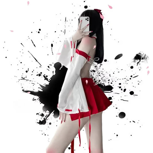 Sexy Anime Wizard Cosplay – Verführerisches Kimono-Set mit BH & Panty | Ero Fantasy Cosplay Bodysuit |