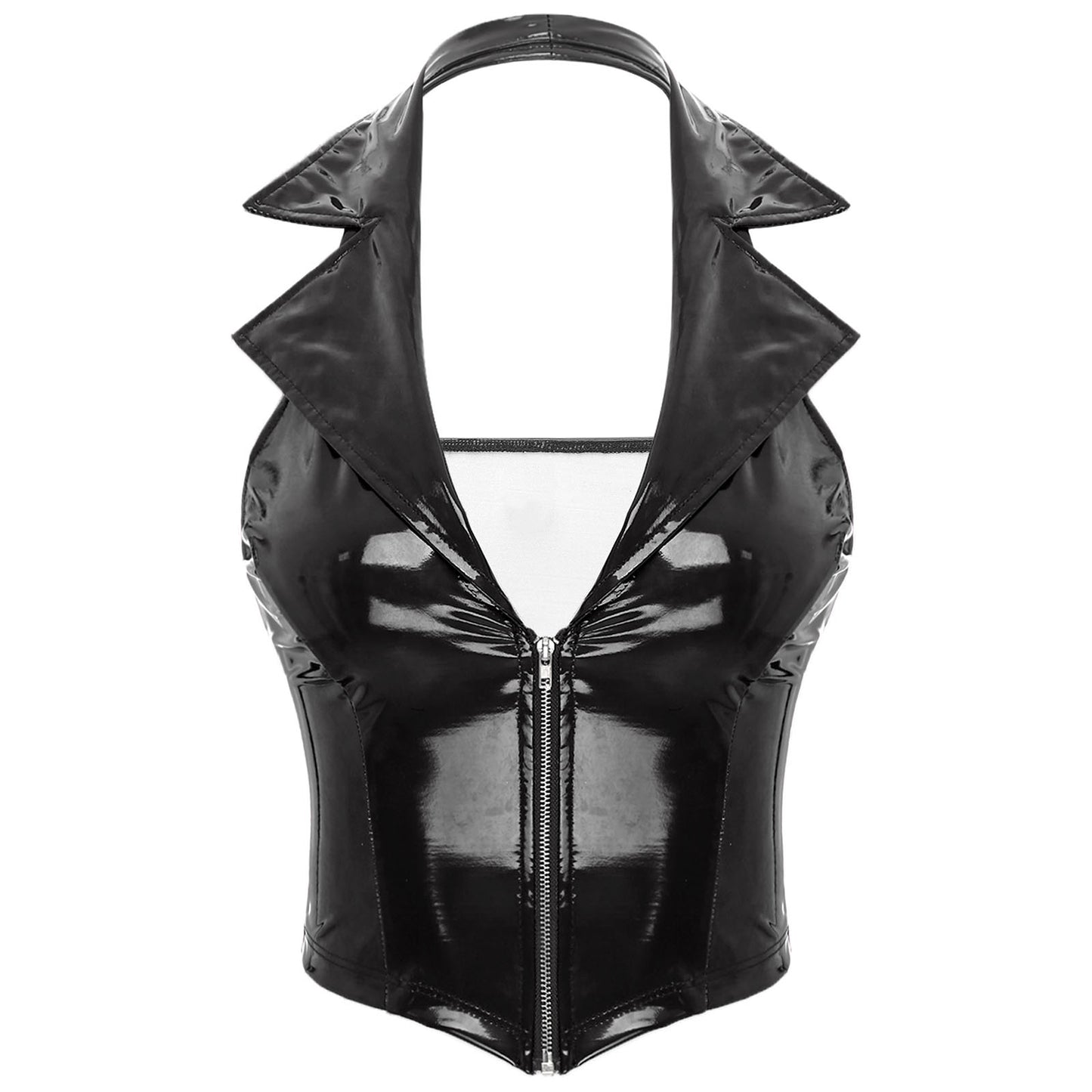 Glossy Latex Vest – Patent Leather Crop Top Premium