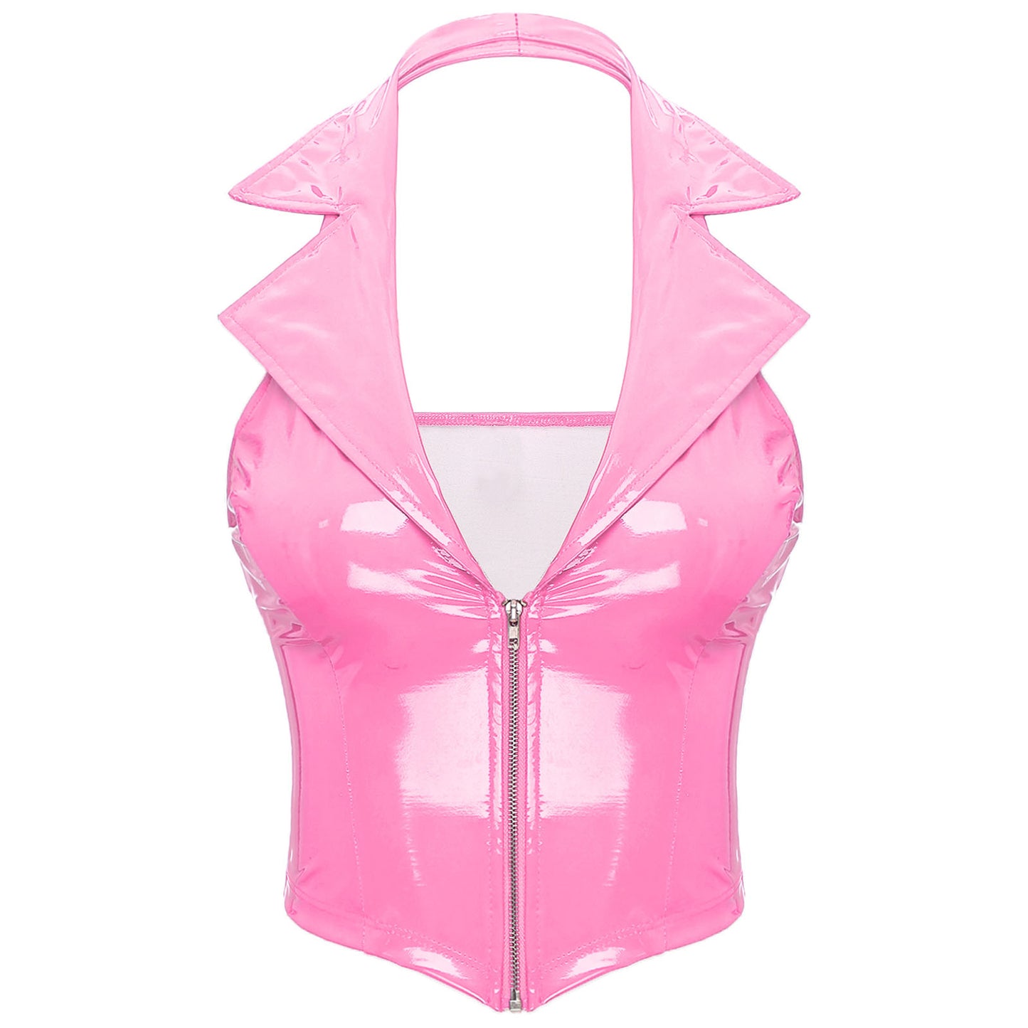 Glossy Latex Vest – Patent Leather Crop Top Premium