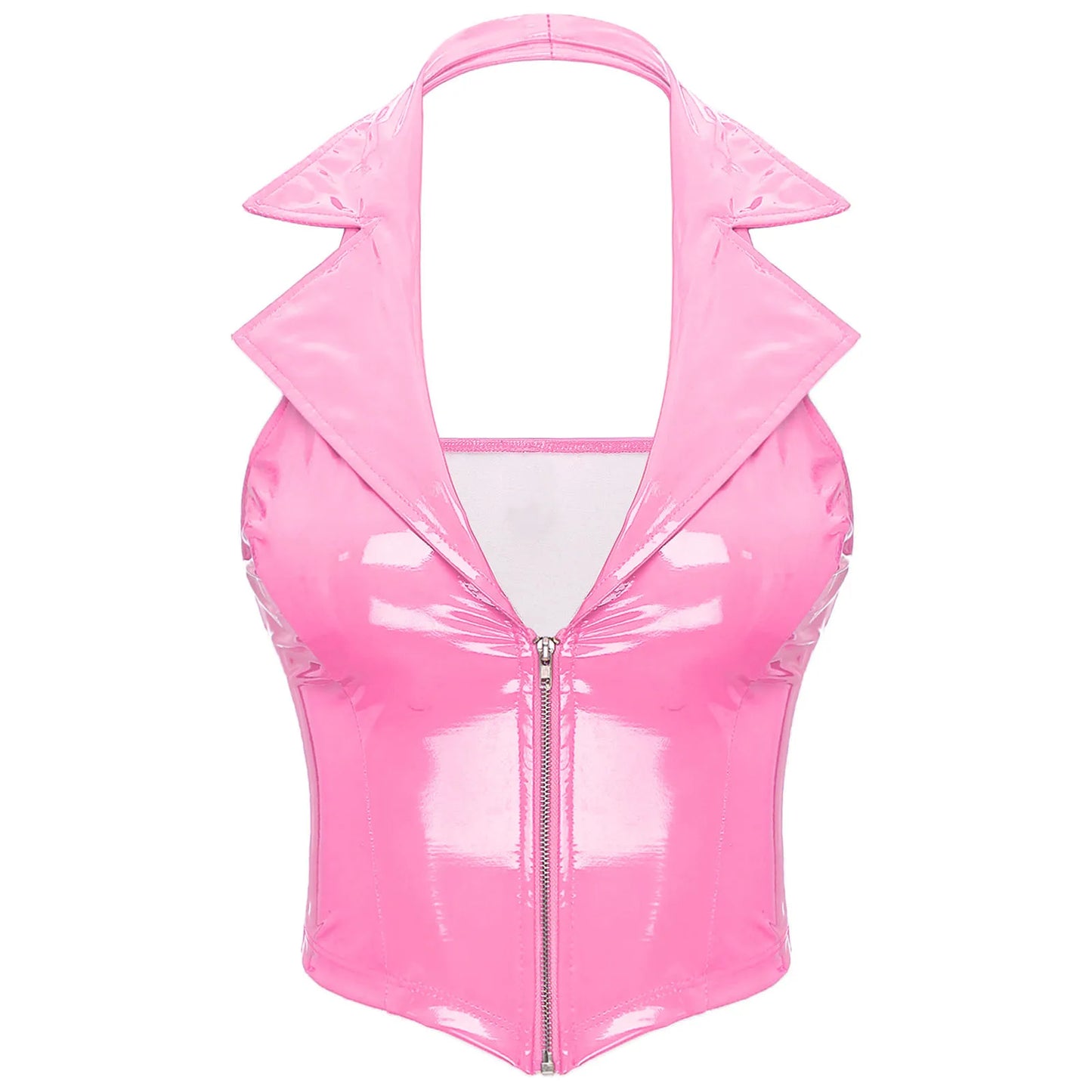 Glossy Latex Vest – Patent Leather Crop Top Premium