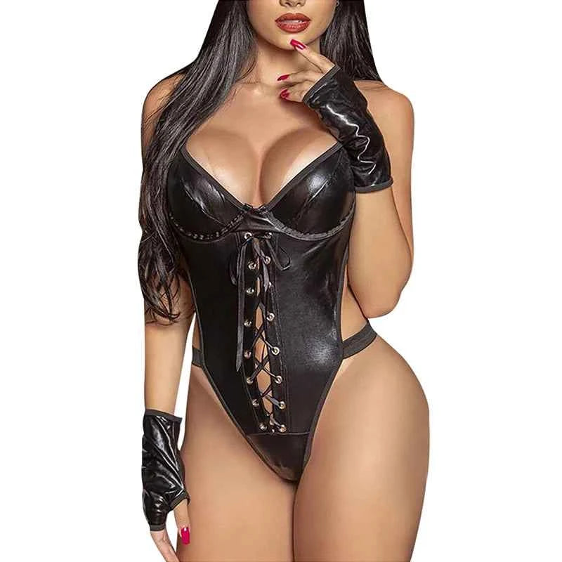 Latex Bodysuit Rückenfrei – V-Neck Teddies Cosplay Kostüm | Ero Fantasy Latex Bodysuit |