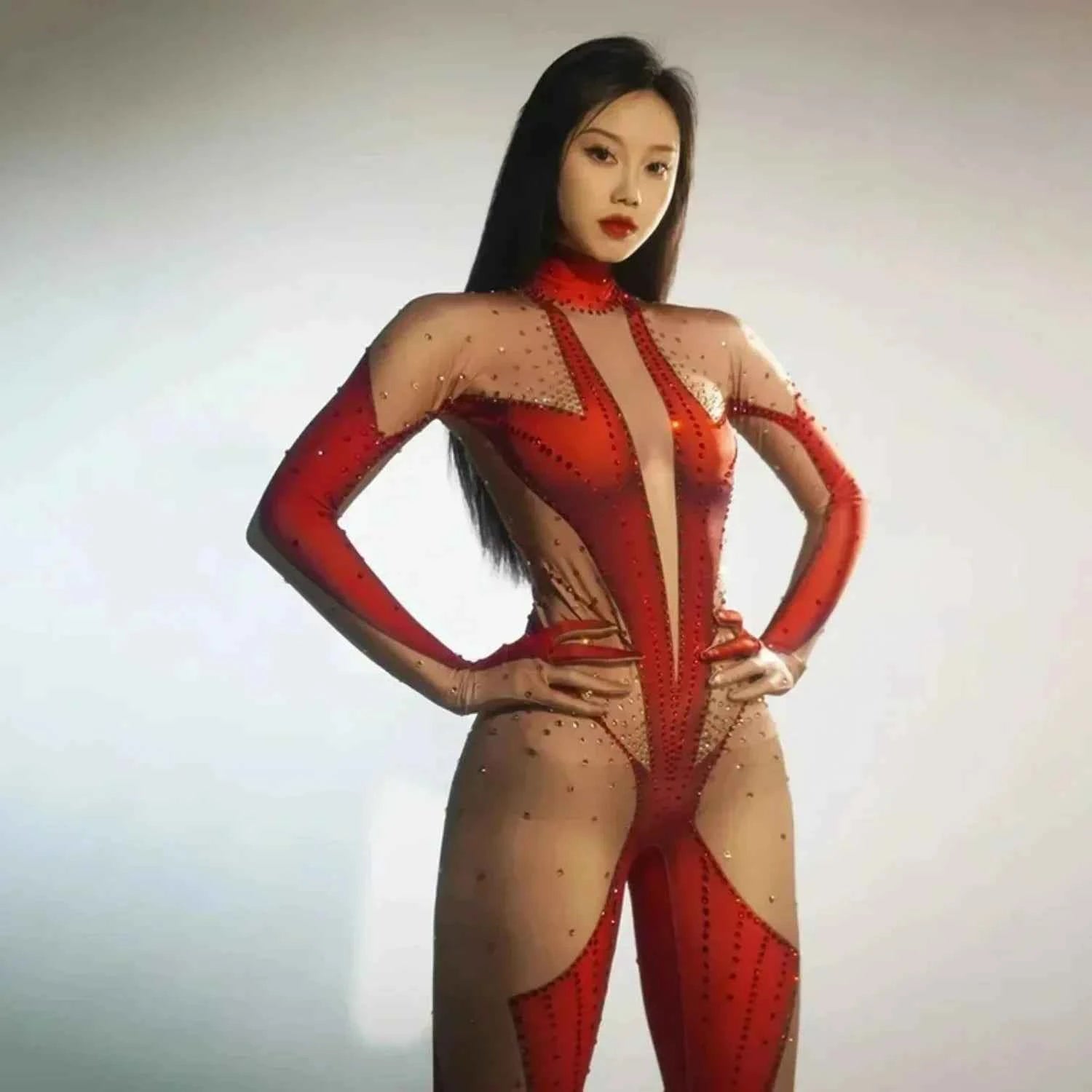 Red Crystal Performance Bodysuit – Luxury Cosplay & Performance Edition Ero Fantasy