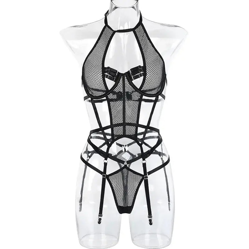 Dessous Set Damen – Sexy Mesh BH & Panty Netzstoff - Erofantasy