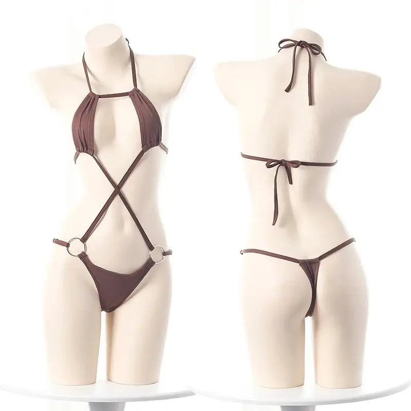 Holografisches Laser Bikini Set – 3 - teilig Damen - Erofantasy