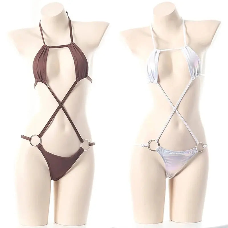 Holografisches Laser Bikini Set – 3 - teilig Damen - Erofantasy