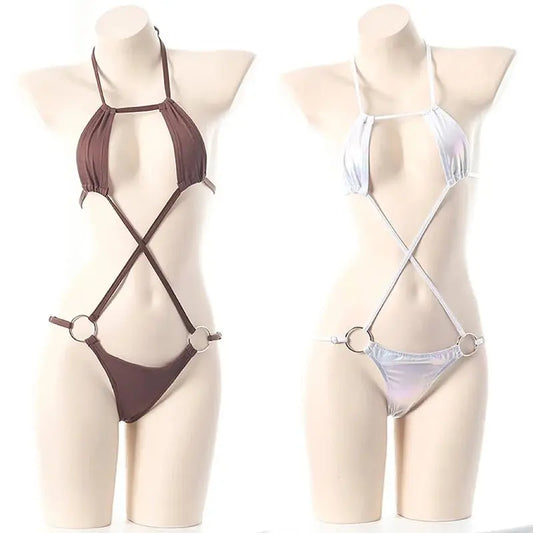 Holografisches Laser Bikini Set – 3 - teilig Damen - Erofantasy