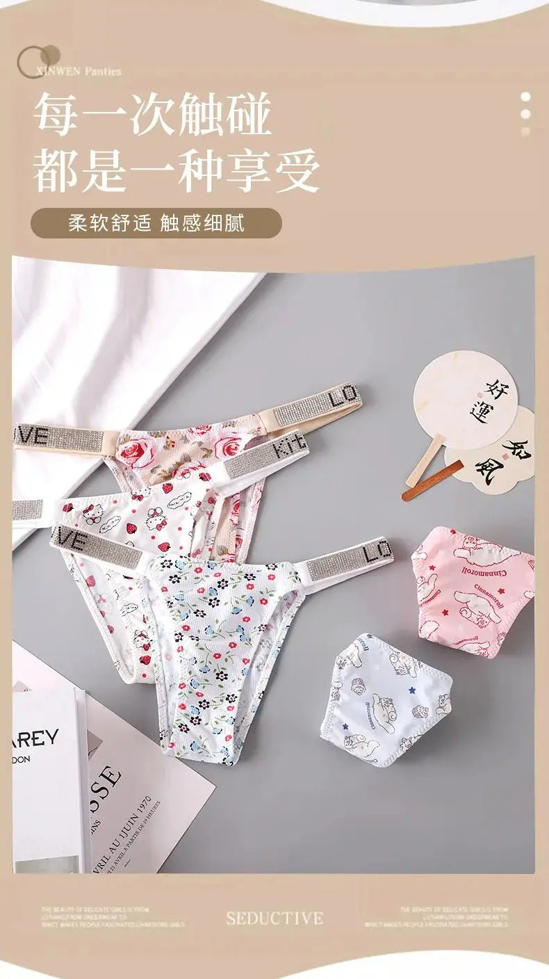 Kawaii Tanga Damen – Hello Kitty Anime Panties mit Strass - Erofantasy
