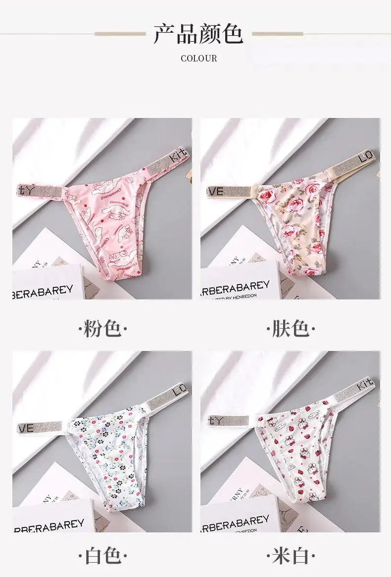 Kawaii Tanga Damen – Hello Kitty Anime Panties mit Strass - Erofantasy