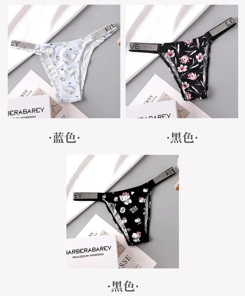 Kawaii Tanga Damen – Hello Kitty Anime Panties mit Strass - Erofantasy