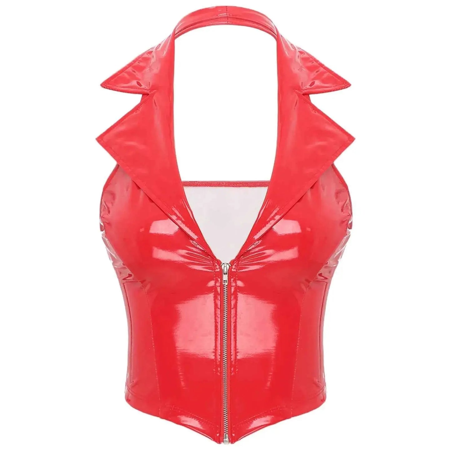 Latex Crop Top Weste – Sexy Lackleder Oberteil Damen - Erofantasy