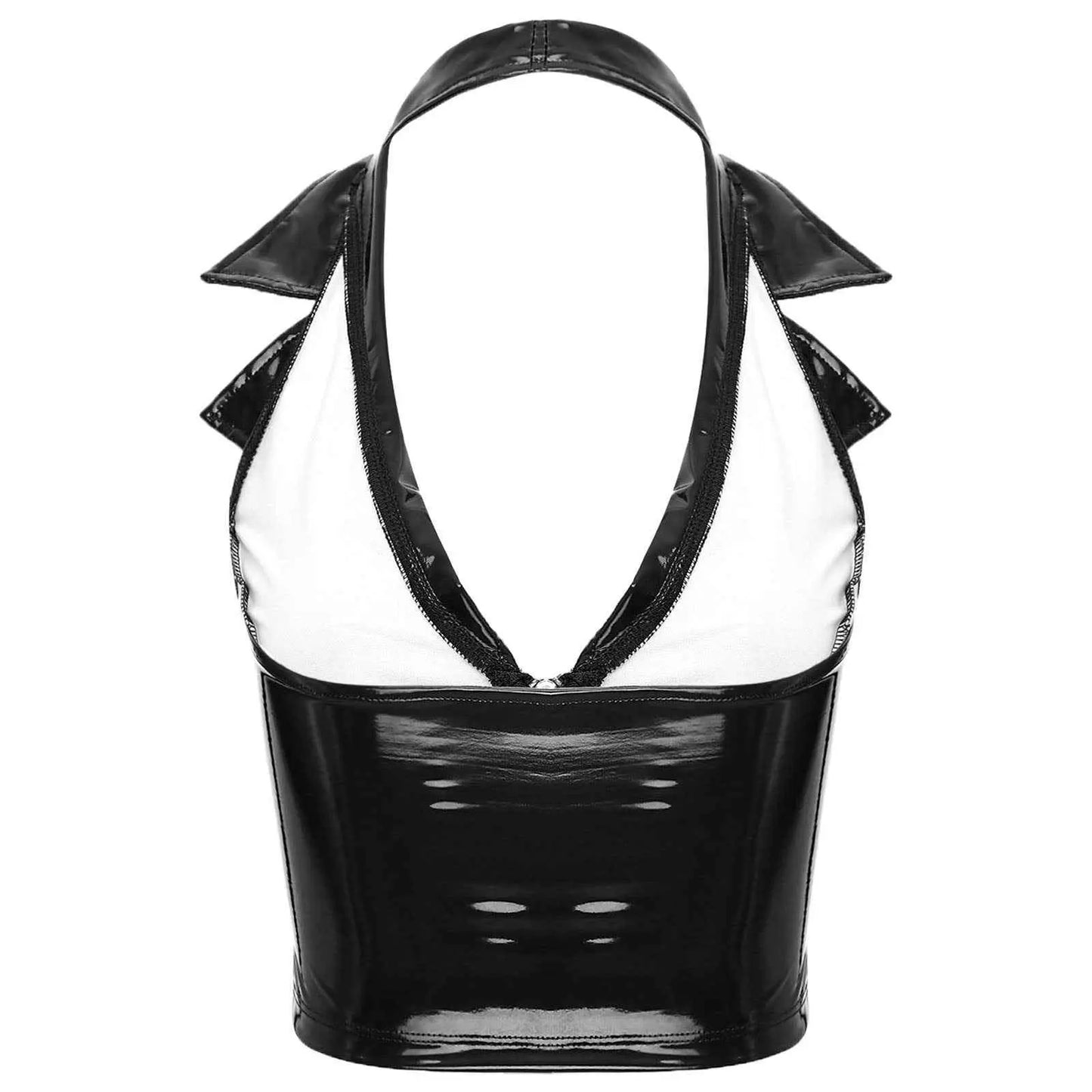 Latex Crop Top Weste – Sexy Lackleder Oberteil Damen - Erofantasy