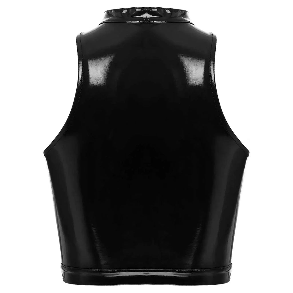 Latex Crop Top Weste – Sexy Lackleder Oberteil Damen - Erofantasy