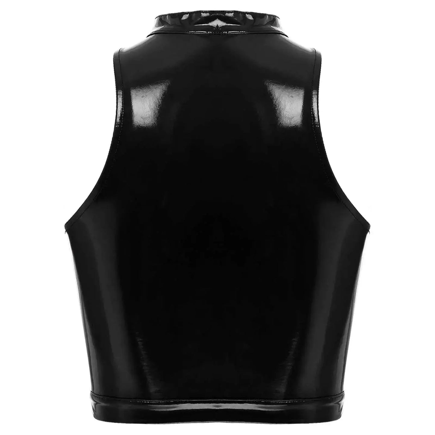 Latex Crop Top Weste – Sexy Lackleder Oberteil Damen - Erofantasy
