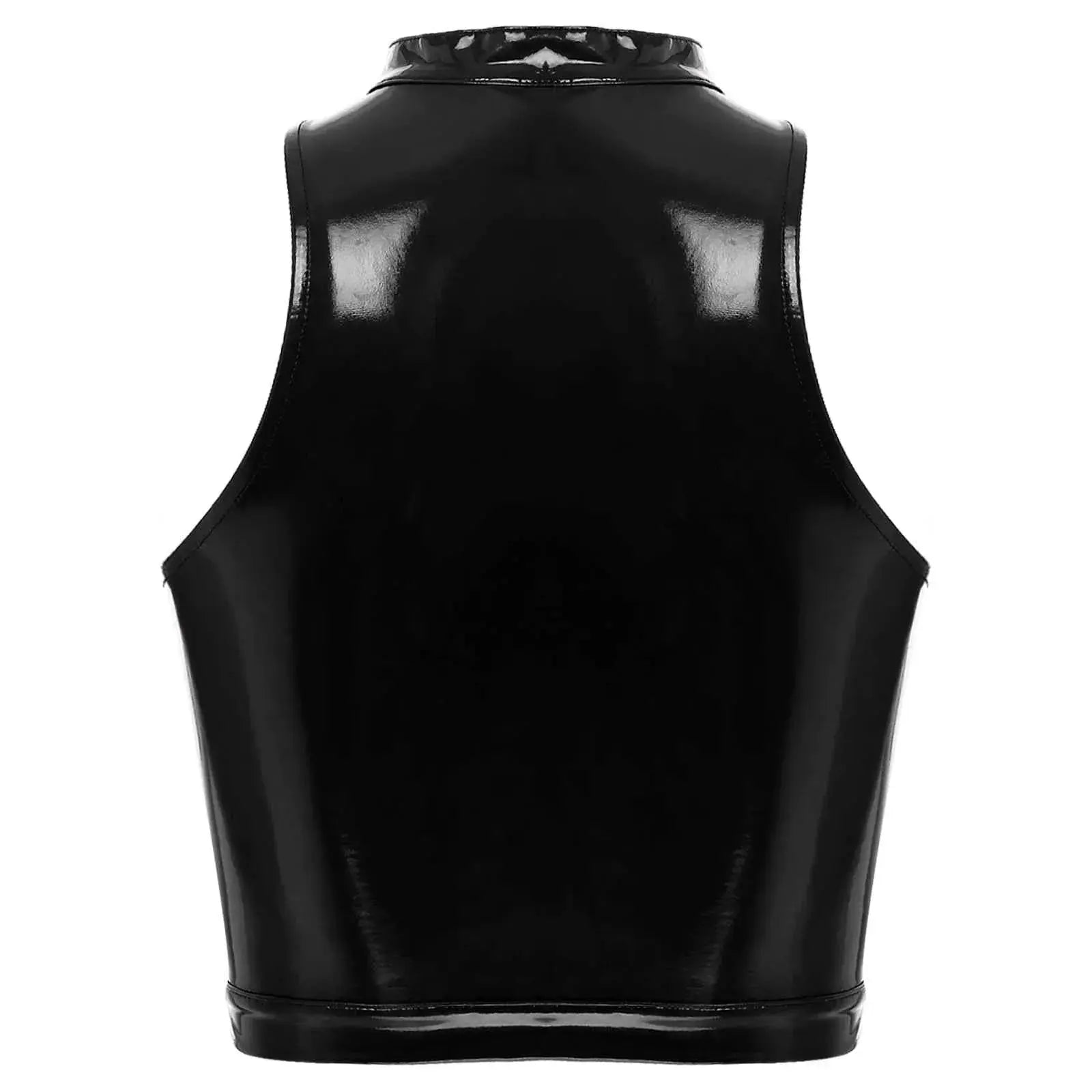 Latex Crop Top Weste – Sexy Lackleder Oberteil Damen - Erofantasy