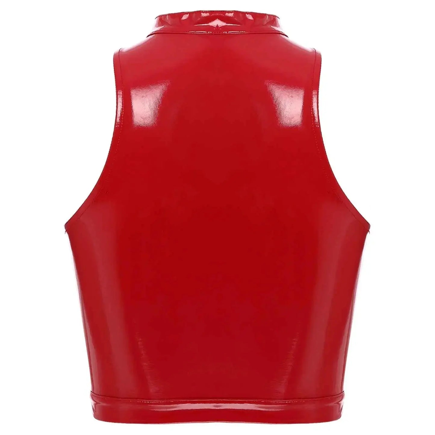 Latex Crop Top Weste – Sexy Lackleder Oberteil Damen - Erofantasy