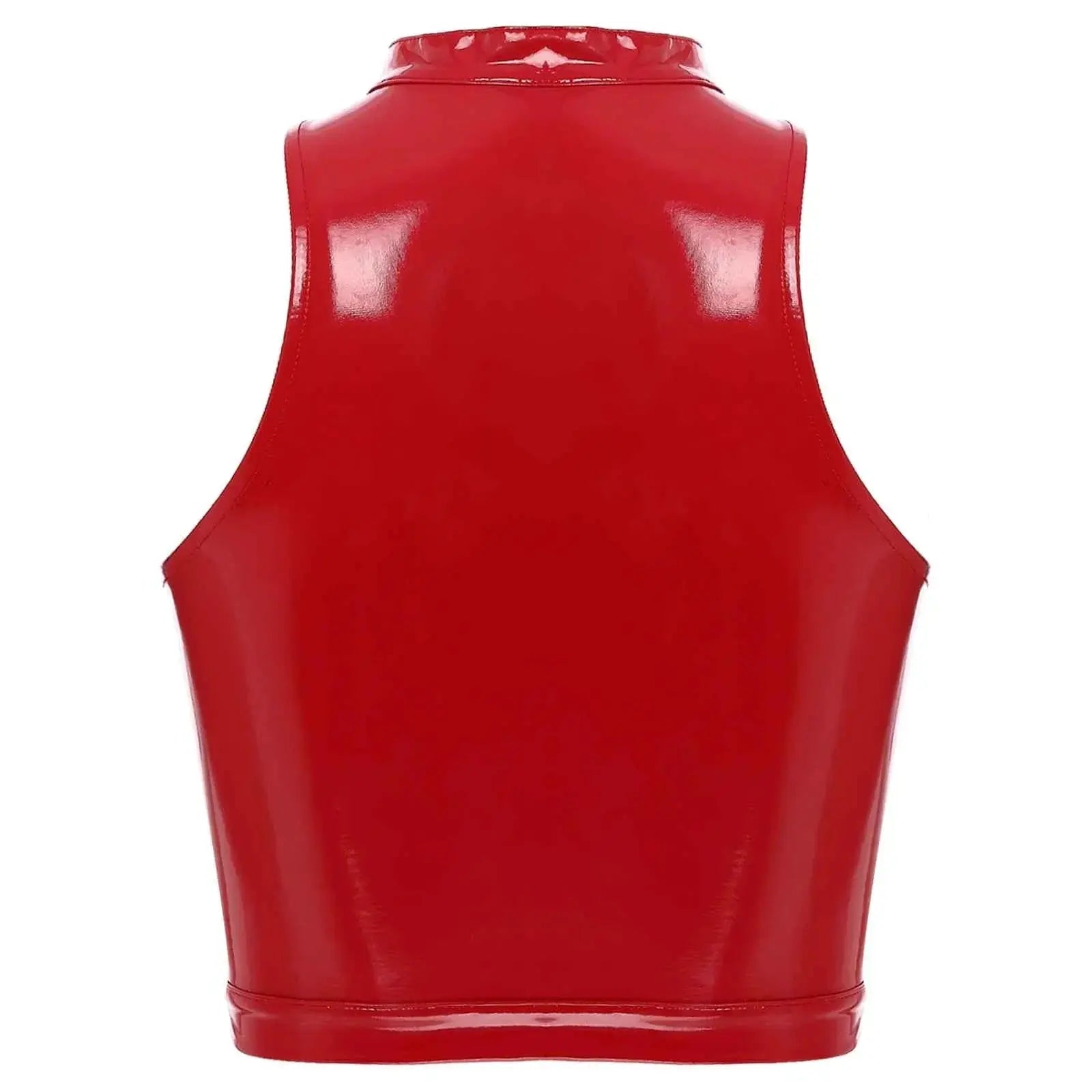 Latex Crop Top Weste – Sexy Lackleder Oberteil Damen - Erofantasy
