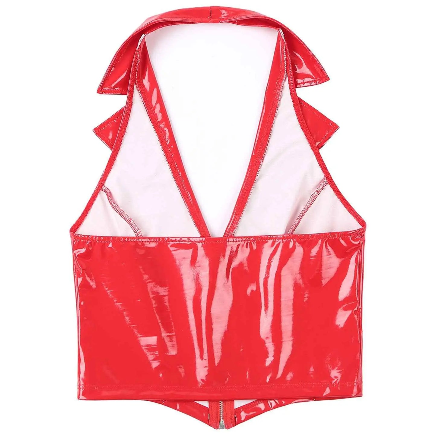 Latex Crop Top Weste – Sexy Lackleder Oberteil Damen - Erofantasy
