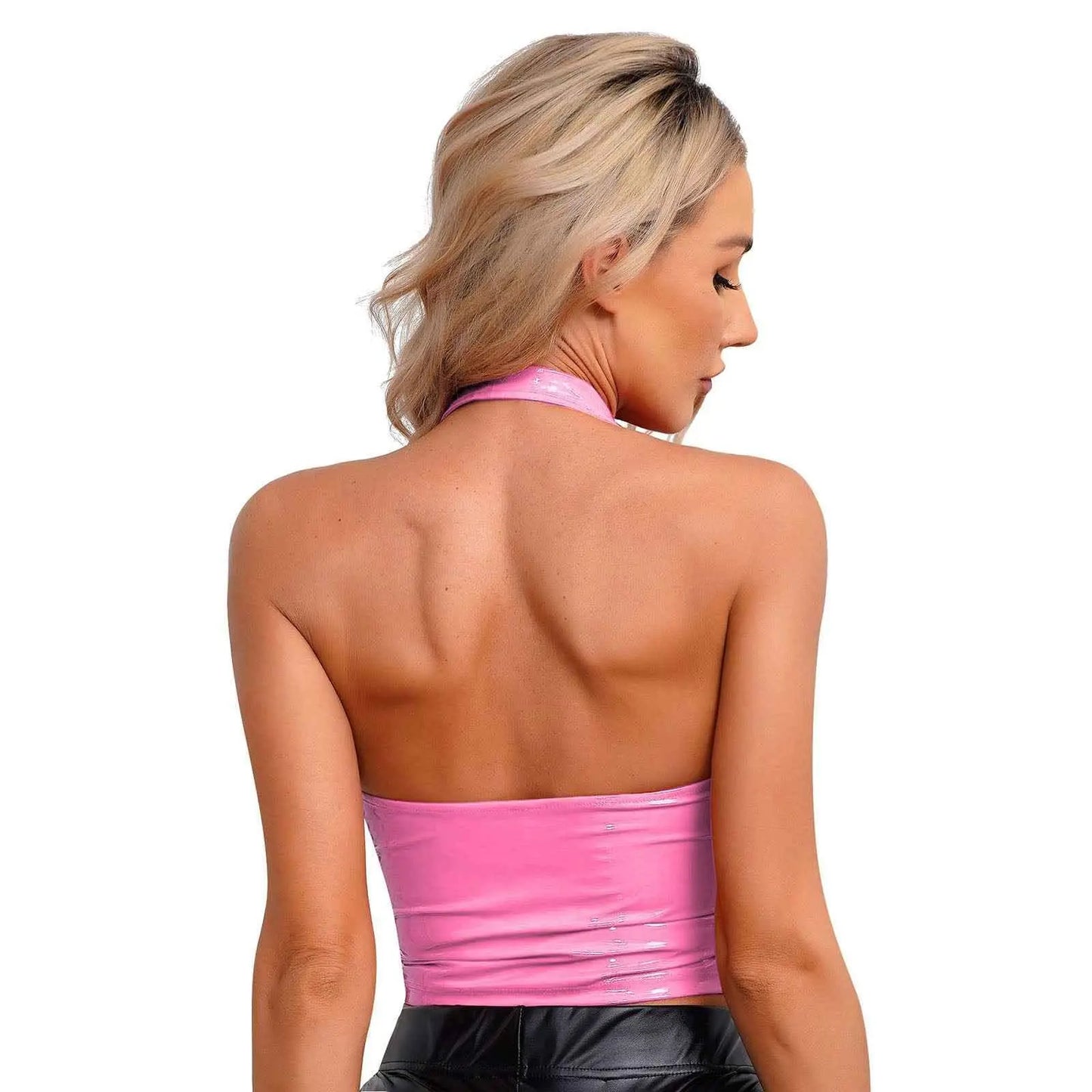Latex Crop Top Weste – Sexy Lackleder Oberteil Damen - Erofantasy