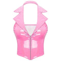 Latex Crop Top Weste – Sexy Lackleder Oberteil Damen - Erofantasy
