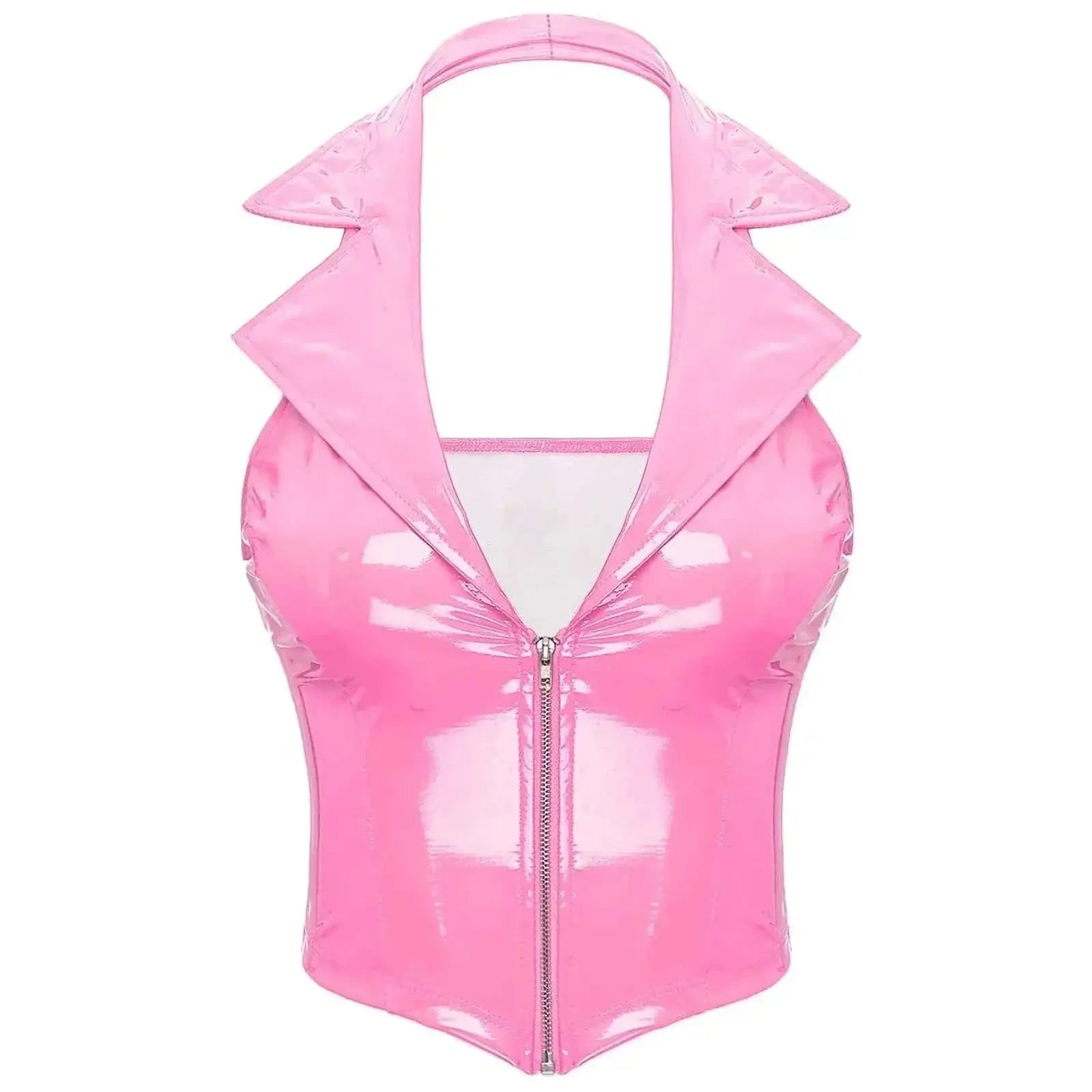 Latex Crop Top Weste – Sexy Lackleder Oberteil Damen - Erofantasy
