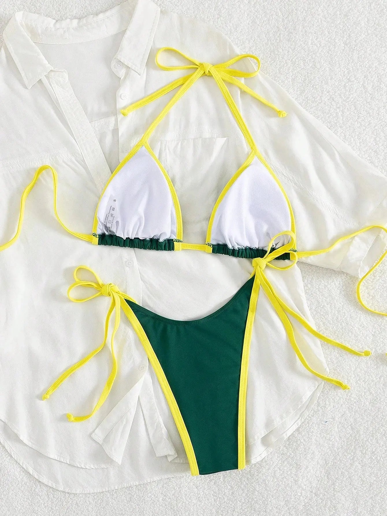 Micro Bikini Set – Kontrastfarben Halter Bademode Damen - Erofantasy