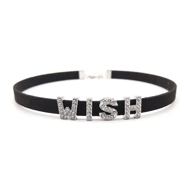 Samt - Choker mit Kristallen – Personalisierter Halsschmuck - Erofantasy