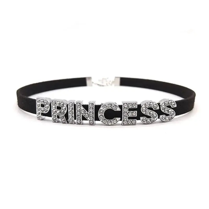 Samt - Choker mit Kristallen – Personalisierter Halsschmuck - Erofantasy