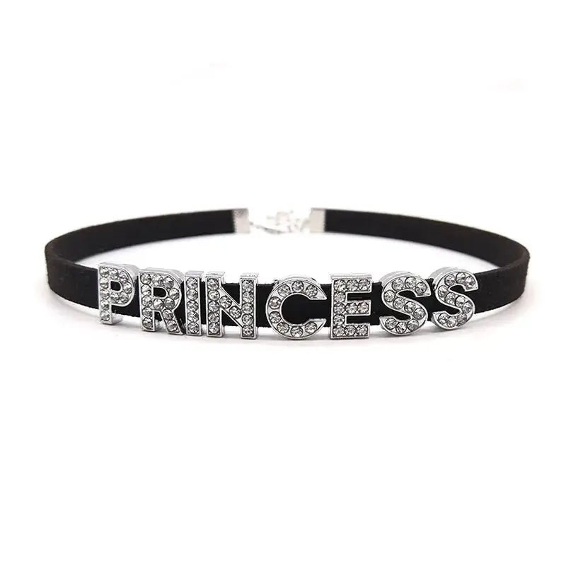 Samt - Choker mit Kristallen – Personalisierter Halsschmuck - Erofantasy