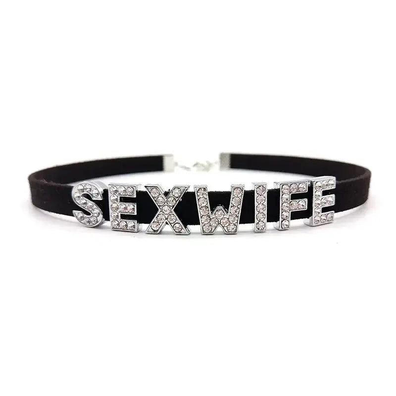 Samt - Choker mit Kristallen – Personalisierter Halsschmuck - Erofantasy