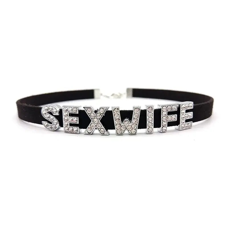 Samt - Choker mit Kristallen – Personalisierter Halsschmuck - Erofantasy