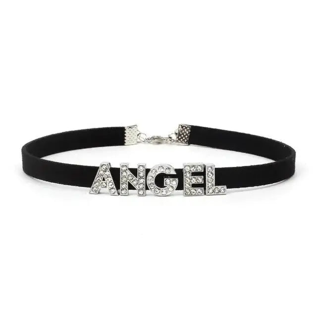 Samt - Choker mit Kristallen – Personalisierter Halsschmuck - Erofantasy