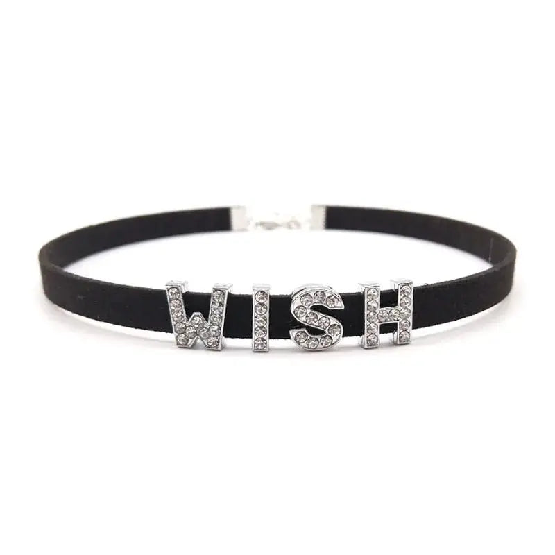 Samt - Choker mit Kristallen – Personalisierter Halsschmuck - Erofantasy