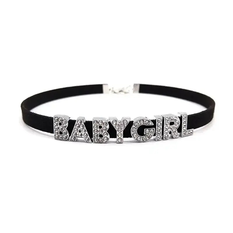Samt - Choker mit Kristallen – Personalisierter Halsschmuck - Erofantasy